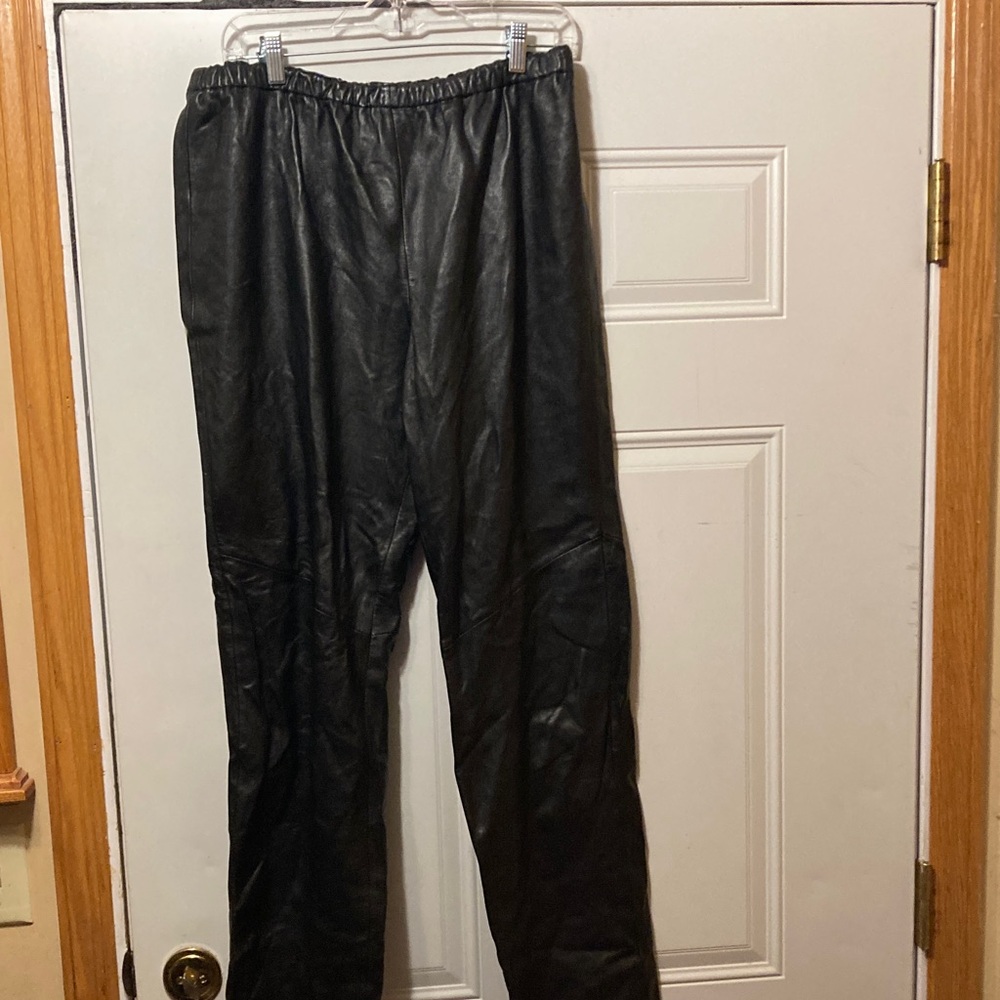 Siena Studio Black Leather Pants - Elastic Waist XL